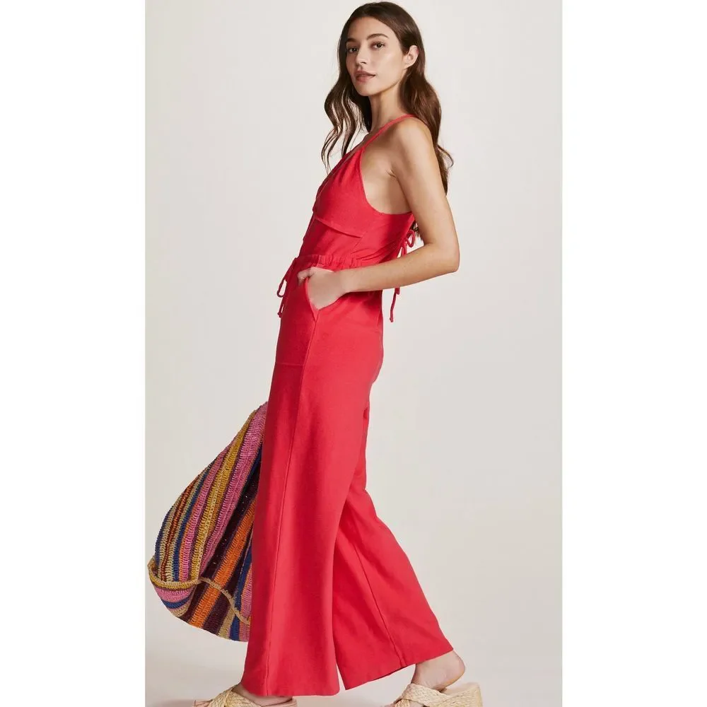 Daily Practice Anthropologie Kit Kat Jumpsuit Dark Pink NWT S - Picture 3 of 3